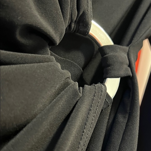 Joseph Ribkoff Black Top with Silver Ring Detail - Size 12 - Picture 3 of 4